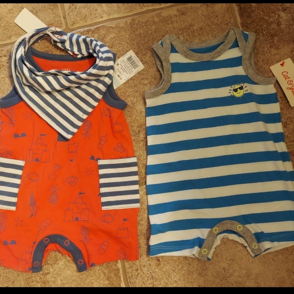 Cat and Jack Summer Tank Rompers 0 3 Months New